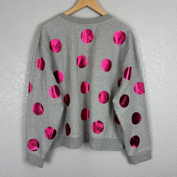 Boden Hannah Printed Sweatshirt Metallic Pink Dots Gray Cotton XL Dopamine Happy - Picture 5 of 8